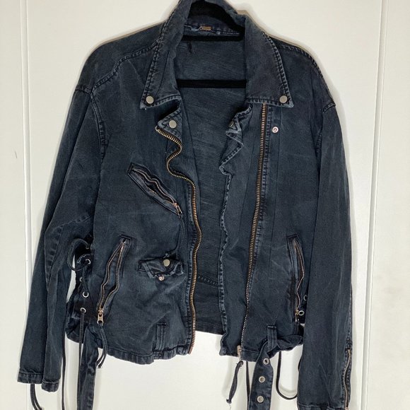 Free People Denim Motorcycle Jacket - XS/S - Picture 1 of 6